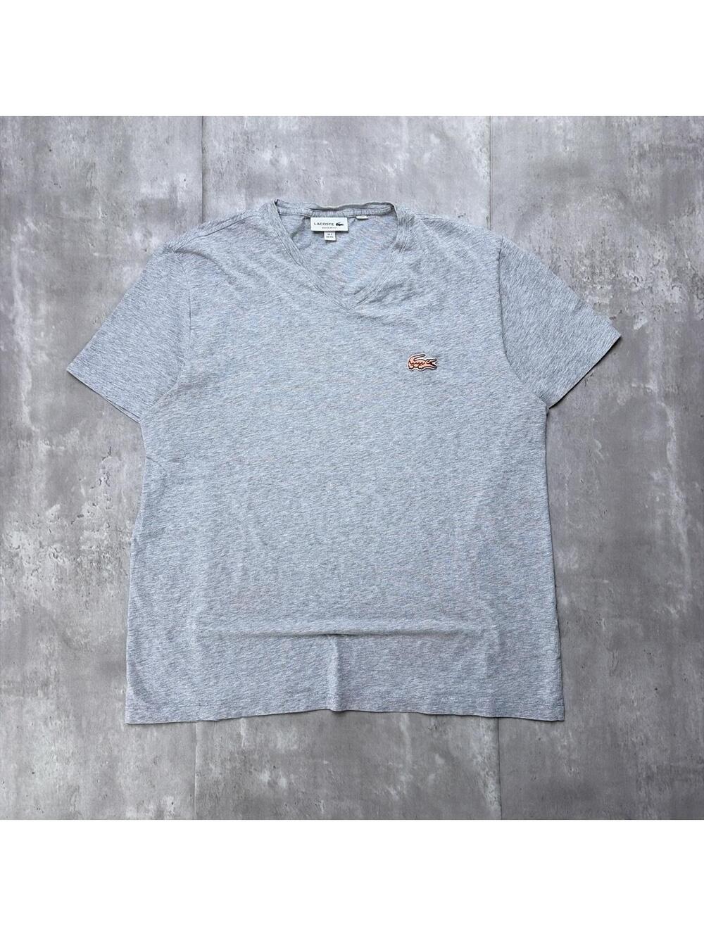 Y2K Grey Lacoste Grunge Skater V-Neck T-Shirt